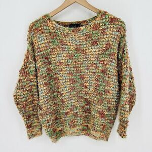 La Fee Verte Darien Rainbow Long Sleeve Sweater Small Fuzzy